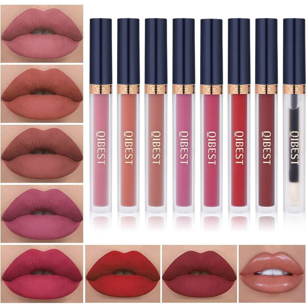 QBest - 7 Piezas MATTE Labiales +1 Pieza Lip  Gloss Set USA& PUERTO RICO